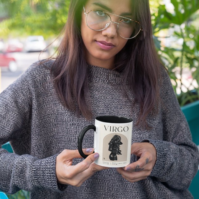 Caneca Virgo Feminine Zodiac Design Brown Black 15 OZ (Criador carregado)