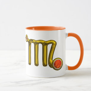 CANECA VÍRGO/JÚRI DO AGATO DE LARANJA DOURADO ZODIAC SI