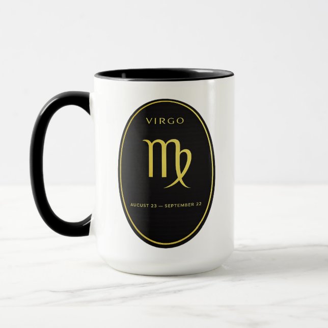 Caneca Virgo Zodiac Gold Oval Emblem Mug | Luxury Astrolo (Esquerda)