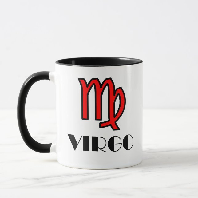 Caneca Virgo Zodiac - Símbolo de Mug em Vermelho (Esquerda)