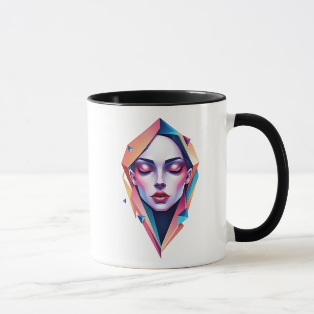 Caneca  Visage d'une femme aux traits géométriques. (Direita)