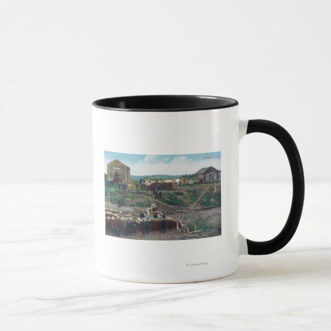 Caneca Visão das cidades em torno de madeira cortadaNulat (Direita)