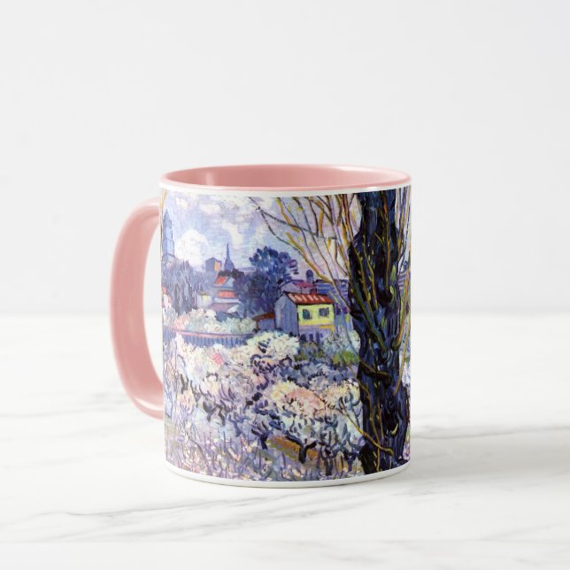 Caneca Visão de Arles, Pomares Flores - Arte Van Gogh (Frente Esquerda)