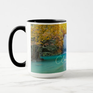 Caneca Visão de queda de Erawan Waterfall Tailândia