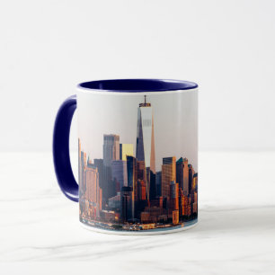 Caneca Visão do Skyline Sunset de Nova York do World Tra