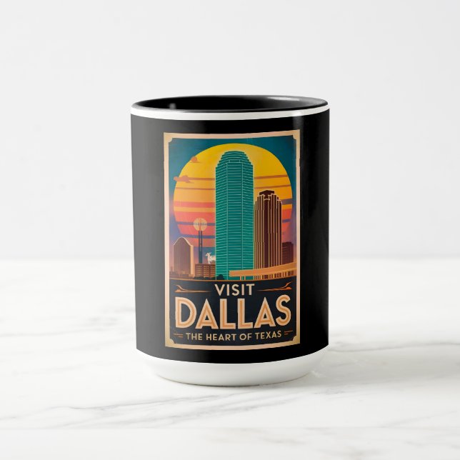 Caneca Visite Dallas – Retro Skyline Travel (Centro)
