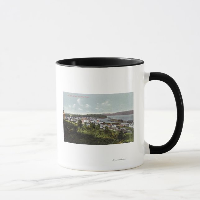 Caneca Vista aérea da cidade e da Baía de Coos (Direita)