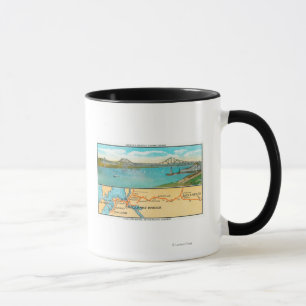 Caneca Vista aérea da ponte e do mapa de Carquinez