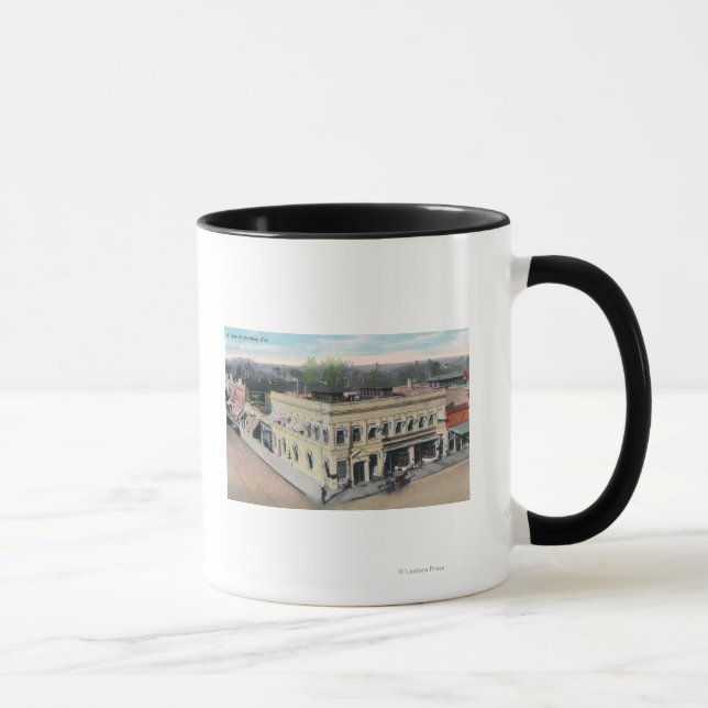 Caneca Vista aérea de um canto de Hanford Street (Direita)