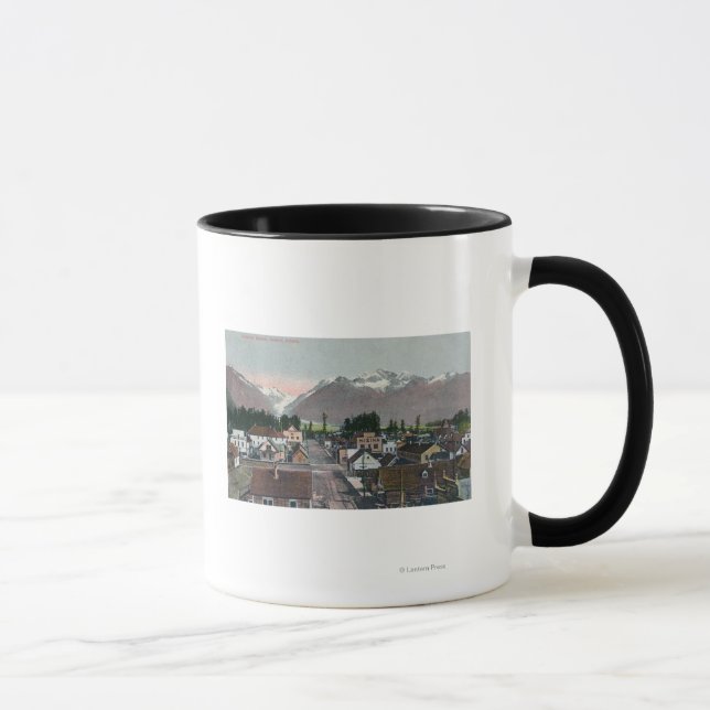 Caneca Vista aérea de verão da cidadeValdez, AK (Direita)