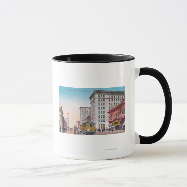 Caneca Vista da Broadway com Street CarOakland, CA (Direita)