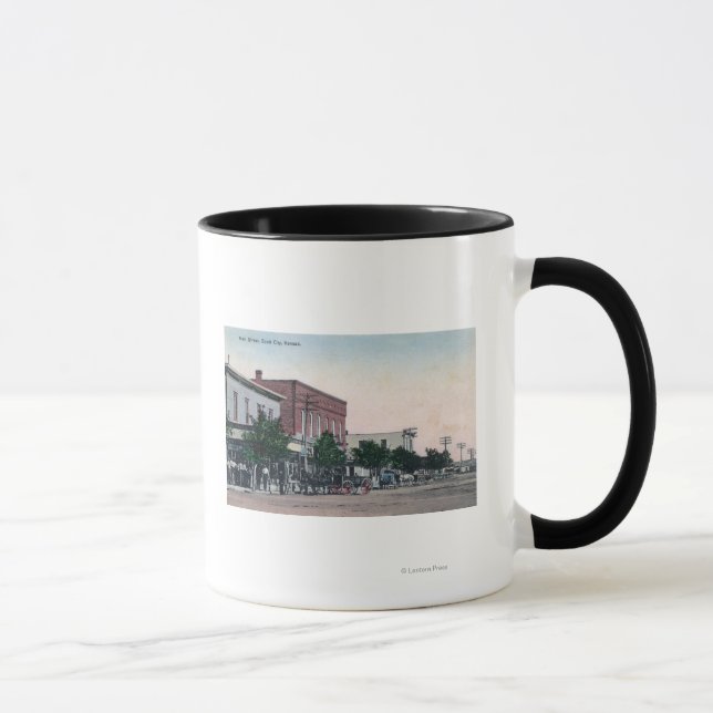 Caneca Vista da Cidade do Main StreetScott, KS (Direita)