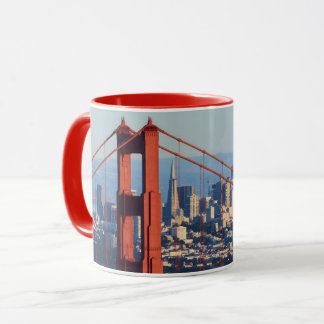 Caneca Vista da Ponte San Francisco Através da Porta do O