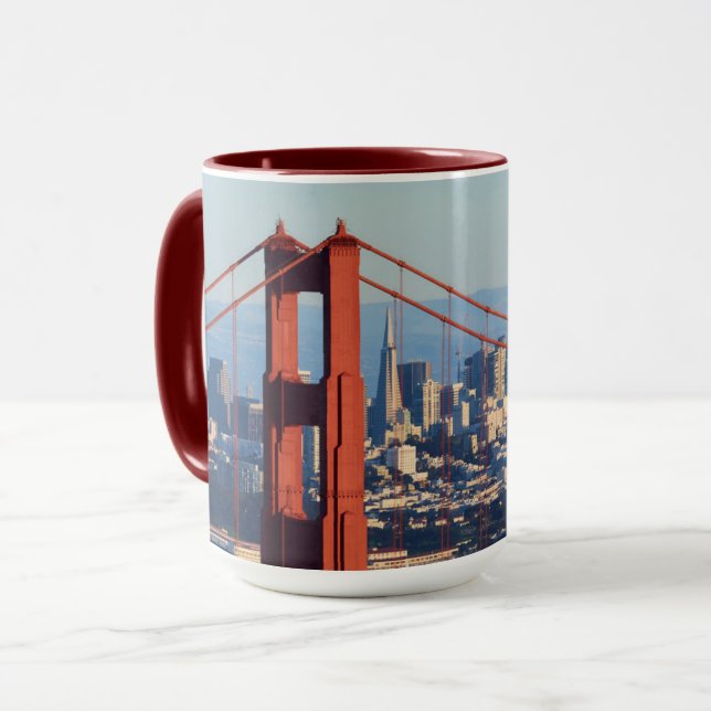 Caneca Vista da Ponte San Francisco Através da Porta do O (Frente Esquerda)