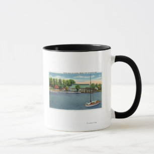 Caneca Vista da praia e do pavilhão intermediários do