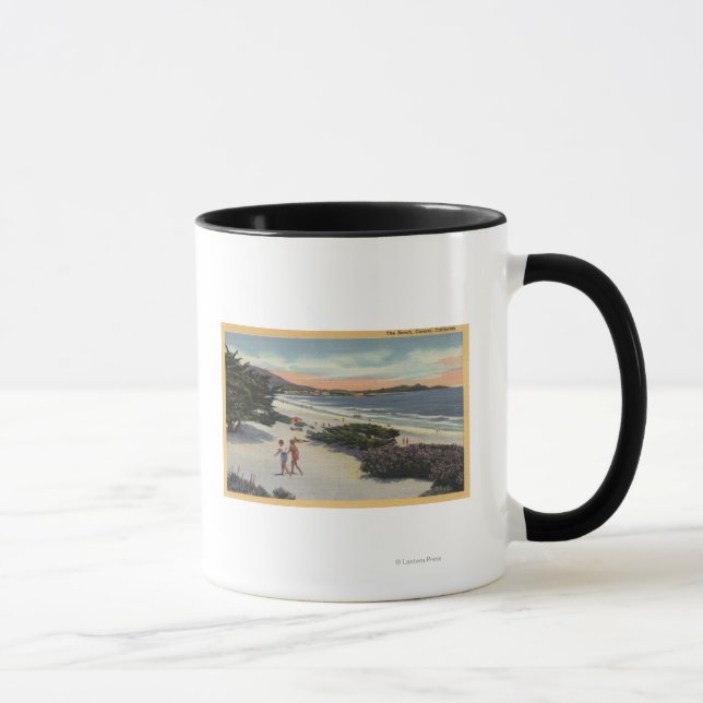 Caneca Vista da praia, Sunbathers Walking (Direita)