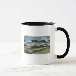 Caneca Vista da rocha Waldport no meio do selo e
