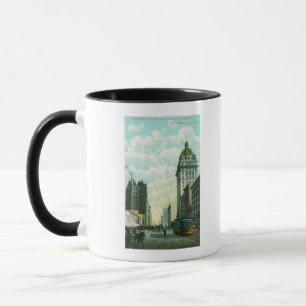 Caneca Vista da rua do mercado perto do ó e do Kearny
