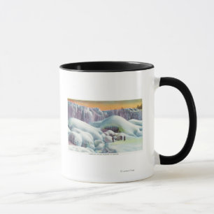 Caneca Vista das quedas americanas no inverno