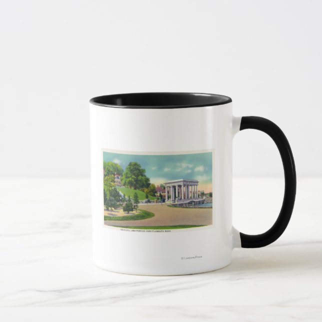 Caneca Vista de Coles Hill e Plymouth Rock Portico (Direita)