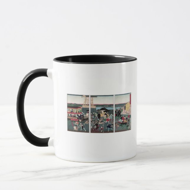 Caneca Vista de Nihonbashi em Tokyo, c.1870 (Esquerda)