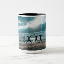 Caneca Vista de praia personalizada do oceano Cena café