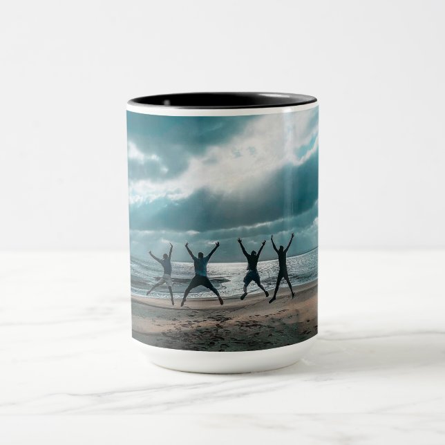 Caneca Vista de praia personalizada do oceano Cena café (Centro)