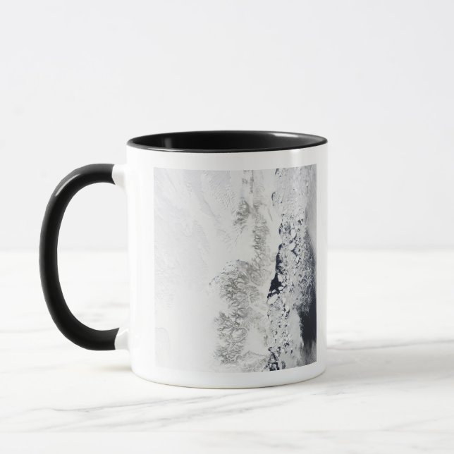 Caneca Vista de satélite da costa oriental de Greenlan (Esquerda)