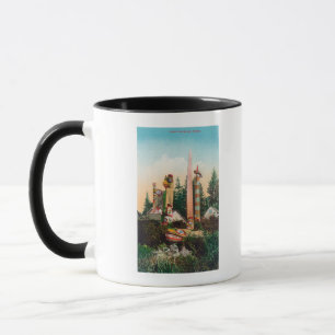 Caneca Vista de sepulturas e de Totempoles indianos