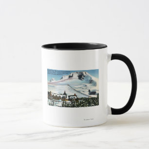 Caneca Vista de Timberline Lodge, Mt Hood no inverno