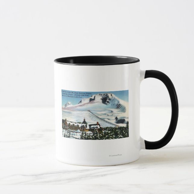 Caneca Vista de Timberline Lodge, Mt Hood no inverno (Direita)