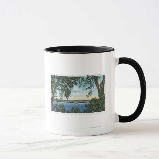Caneca Vista de um barco a vapor no lago (Direita)