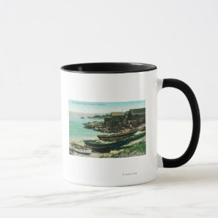 Caneca Vista de uma aldeia piscatória chinesa