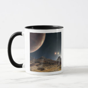 Caneca Vista de uma lua hipotética na órbita