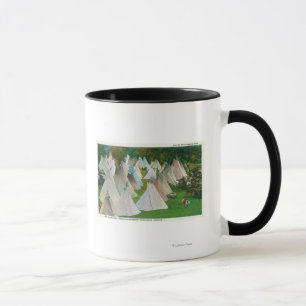 Caneca Vista de uma vila e de um Pendleton indianos