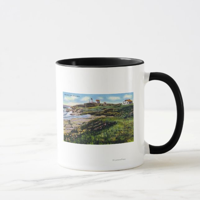 Caneca Vista do farol de Nubble de York Beach (Direita)