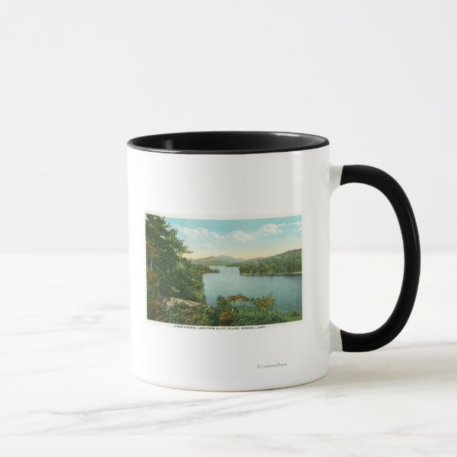Caneca Vista do Lago Saranac Inferior de Bluff Island (Direita)