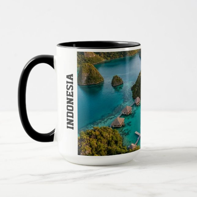 Caneca Vista do Paraíso das Ilhas Raja Ampat Piaynemo Art (Esquerda)
