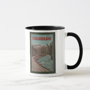 Caneca Vista do trem ao lado do rio - poster de viagens