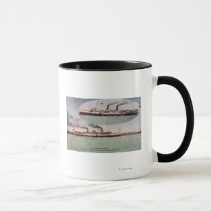 Caneca Vista dos navios do Chippewa e da corona