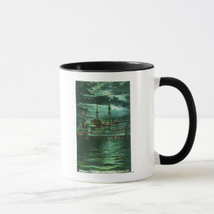 Caneca Vista enluarada do hotel do navio do restaurante