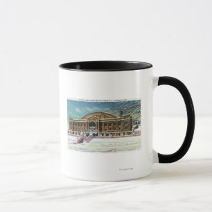 Caneca Vista exterior da arena olímpica no inverno