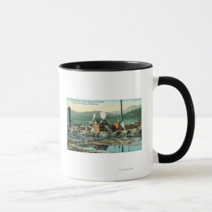 Caneca Vista exterior do moinho da madeira serrada da