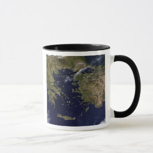 Caneca Vista por satélite da Grécia e da Turquia