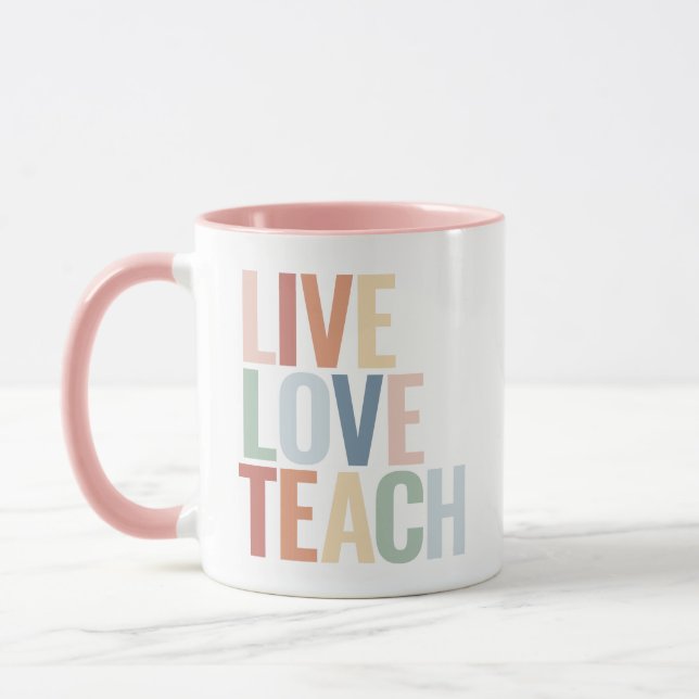 Caneca Viva Amor Ensine Arco-íris Apreciação ao Professor (Esquerda)