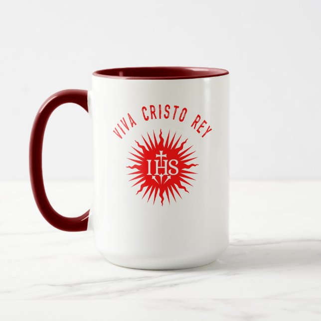 Caneca Viva Cristo Rey Cristeros Católicos Presente (Esquerda)