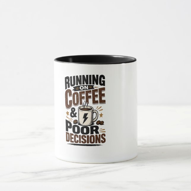 Caneca Vivendo à Base de Café e Más Decisões (Centro)