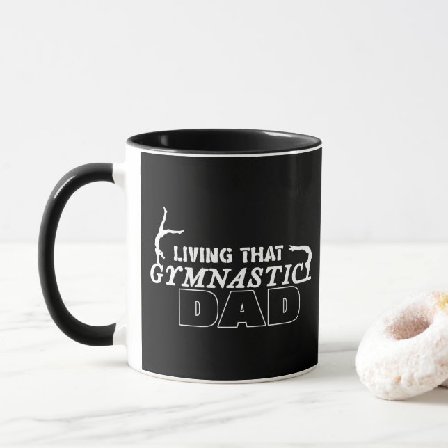 Caneca Vivendo aquele Pai de Ginástica, Amante de Ginásti (Com Donut)