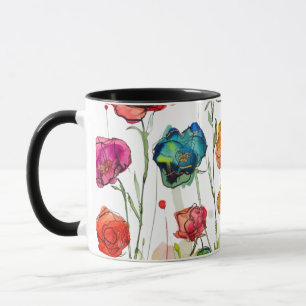 Caneca Vivid Blossoms Art Mug Colorful Floral Coffee Cup