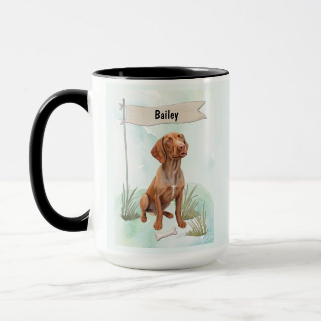 Caneca Vizsla Watercolor Personalized Dog (Esquerda)